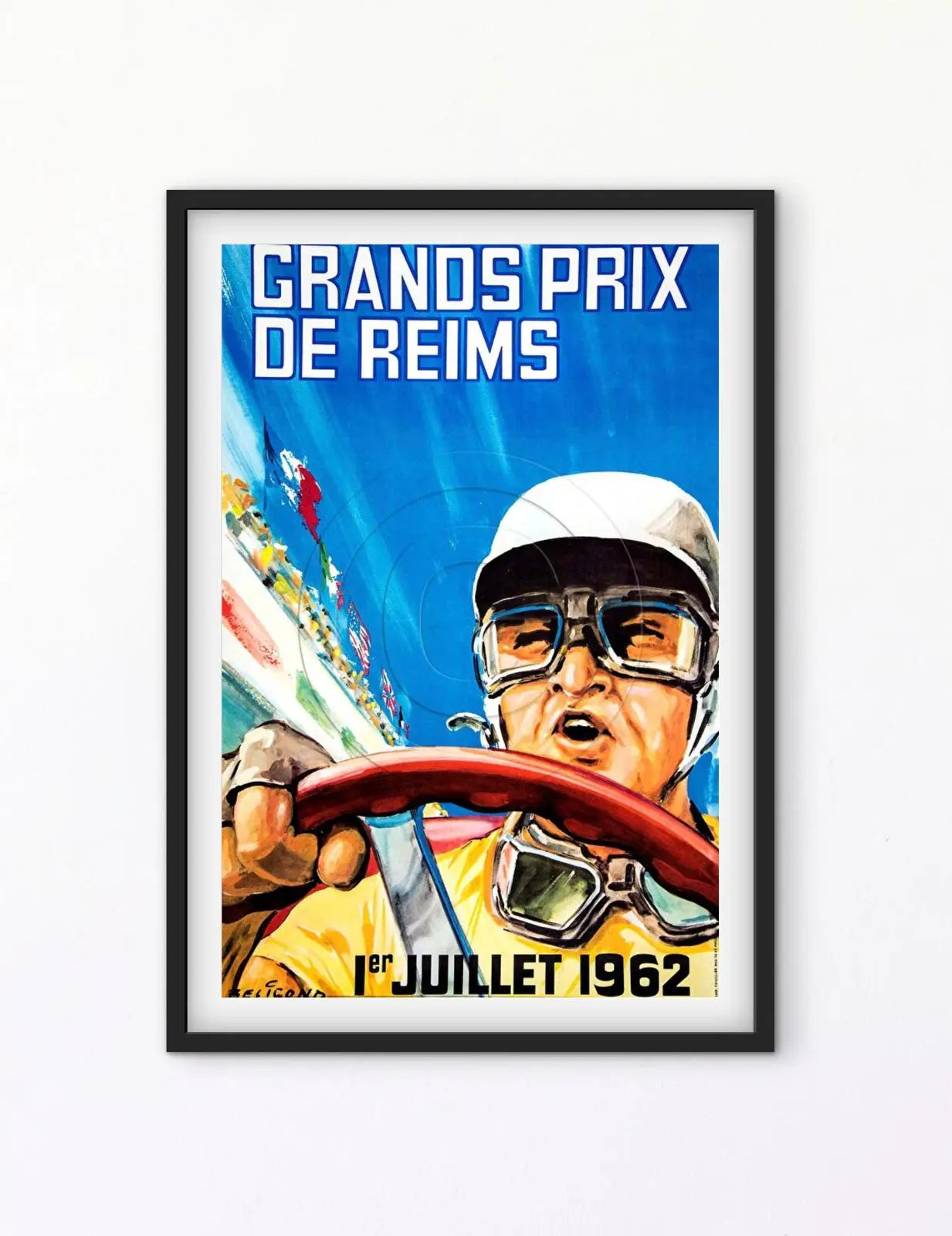 Affiche Reims 1962 Grand Prix GP automobile course affichevintagefrance