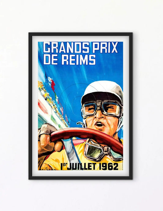 Affiche Reims 1962 Grand Prix GP automobile course affichevintagefrance