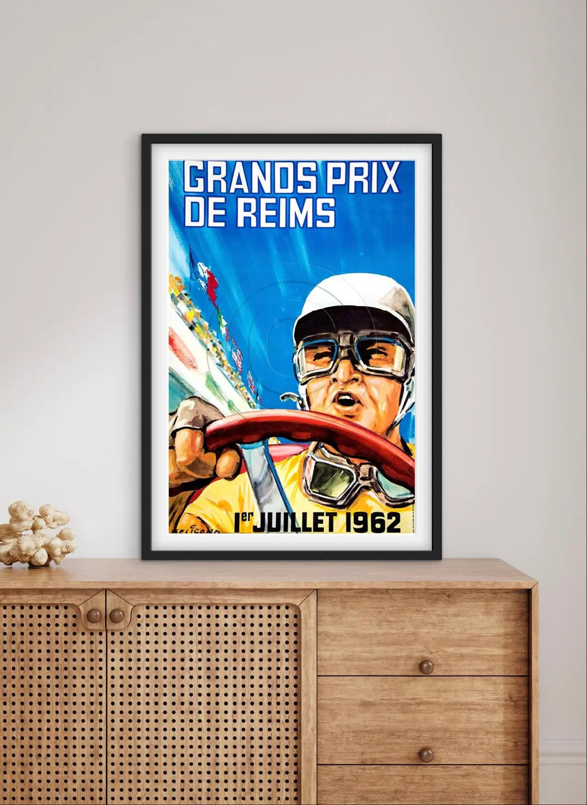 Affiche Reims 1962 Grand Prix GP automobile course affichevintagefrance