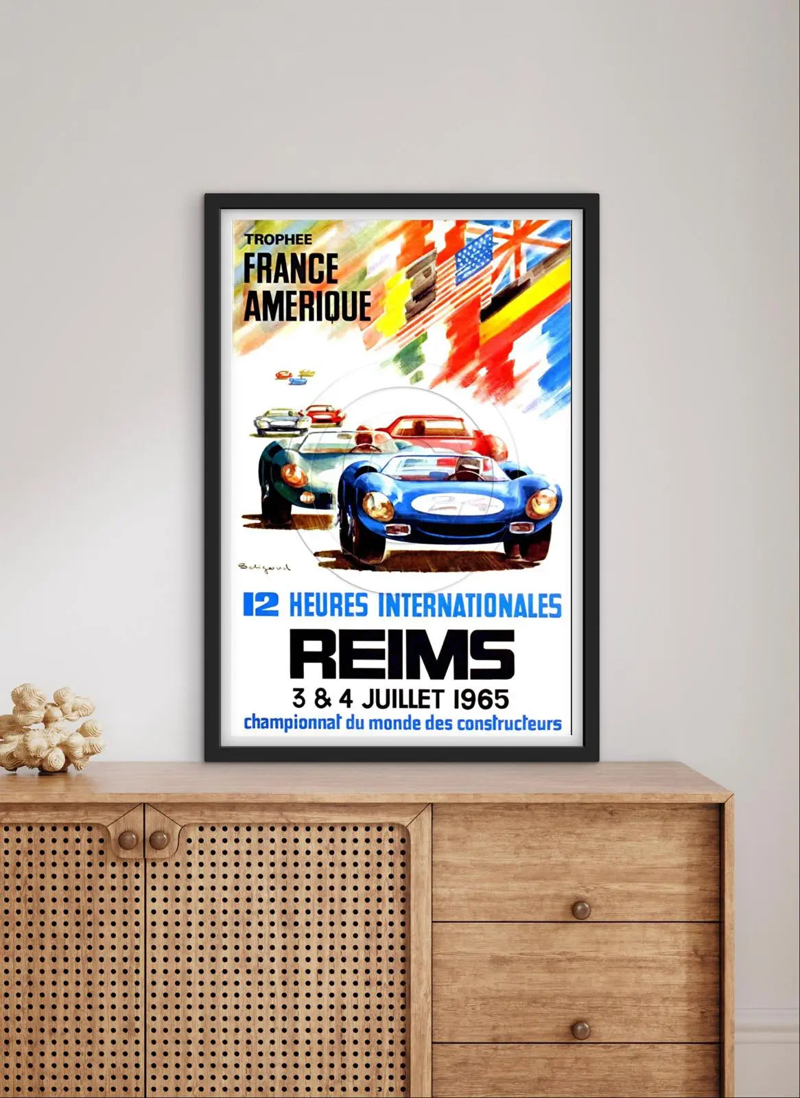 Affiche Reims 1965 Grand Prix GP automobile trophée France Amérique 12 heures internationales affichevintagefrance