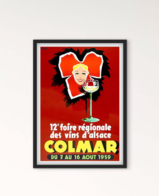 Affiche 12e foire vin Colmar Alsace 1959