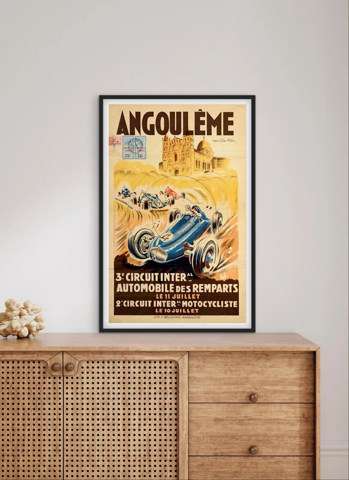 Affiche Angoulême circuit Grand Prix GP automobile motocycliste affichevintagefrance