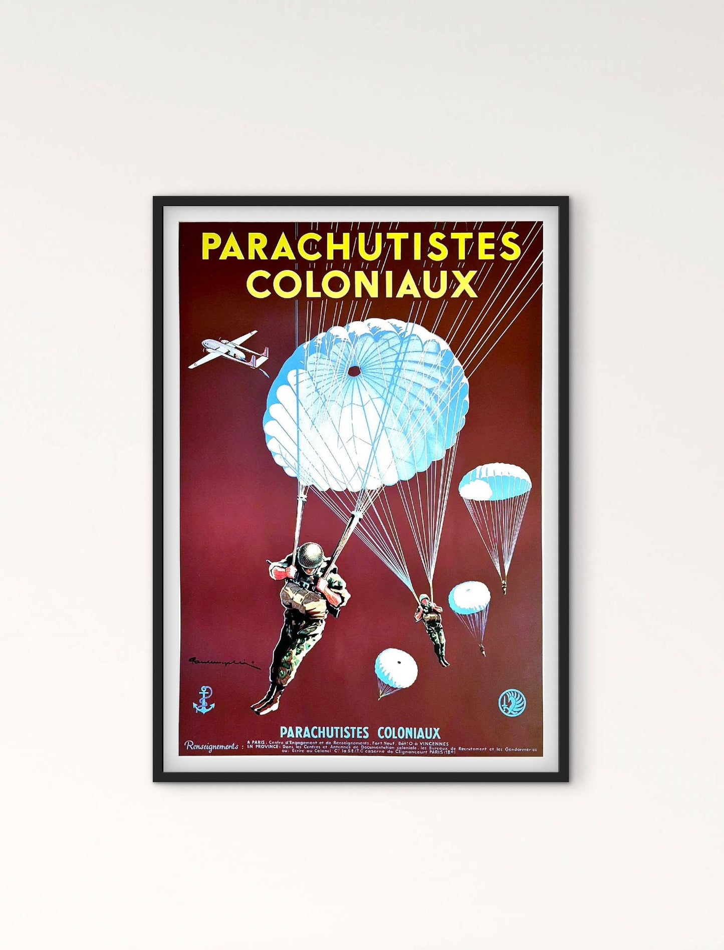Affiche Commandos Parachutistes coloniaux affichevintagefrance