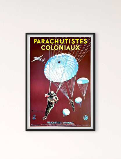 Affiche Commandos Parachutistes coloniaux affichevintagefrance