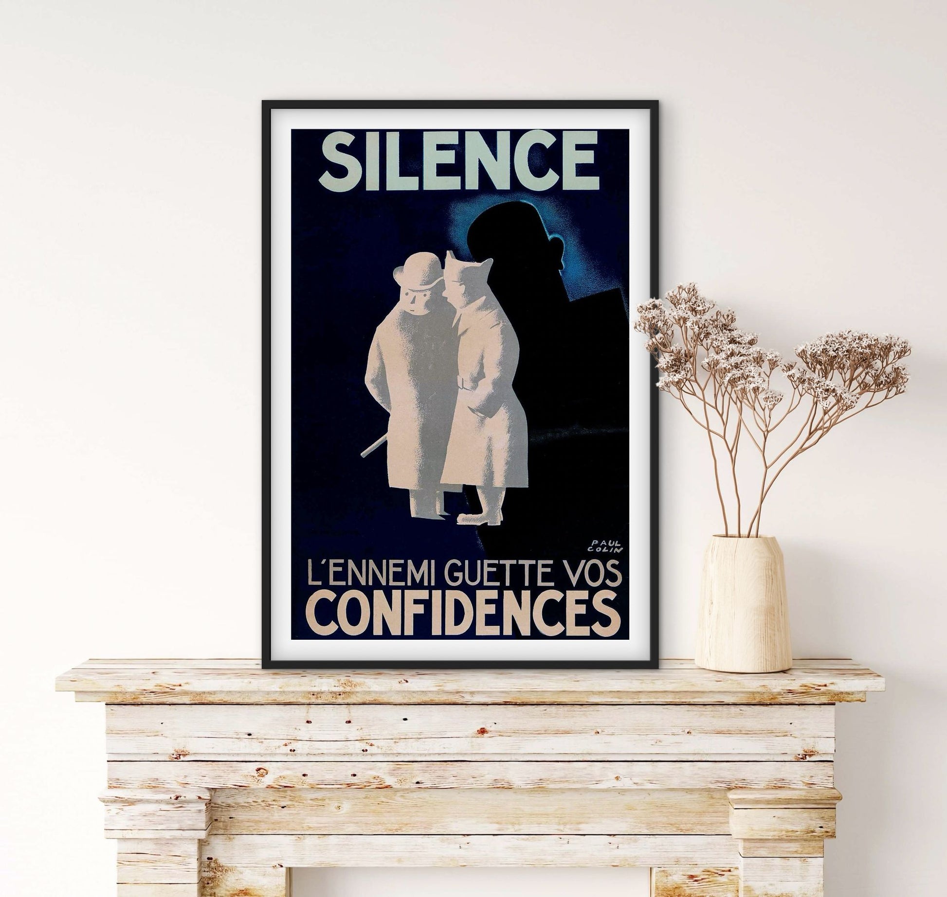 Affiche SILENCE L'ennemi guette vos confidences affichevintagefrance