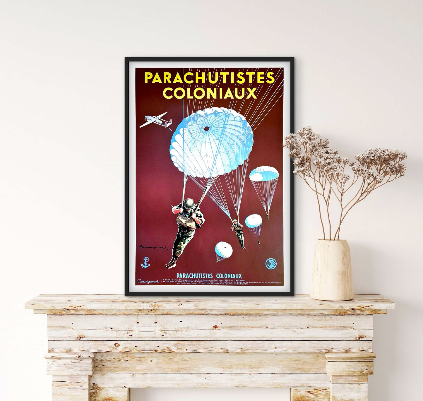 Affiche Commandos Parachutistes coloniaux affichevintagefrance