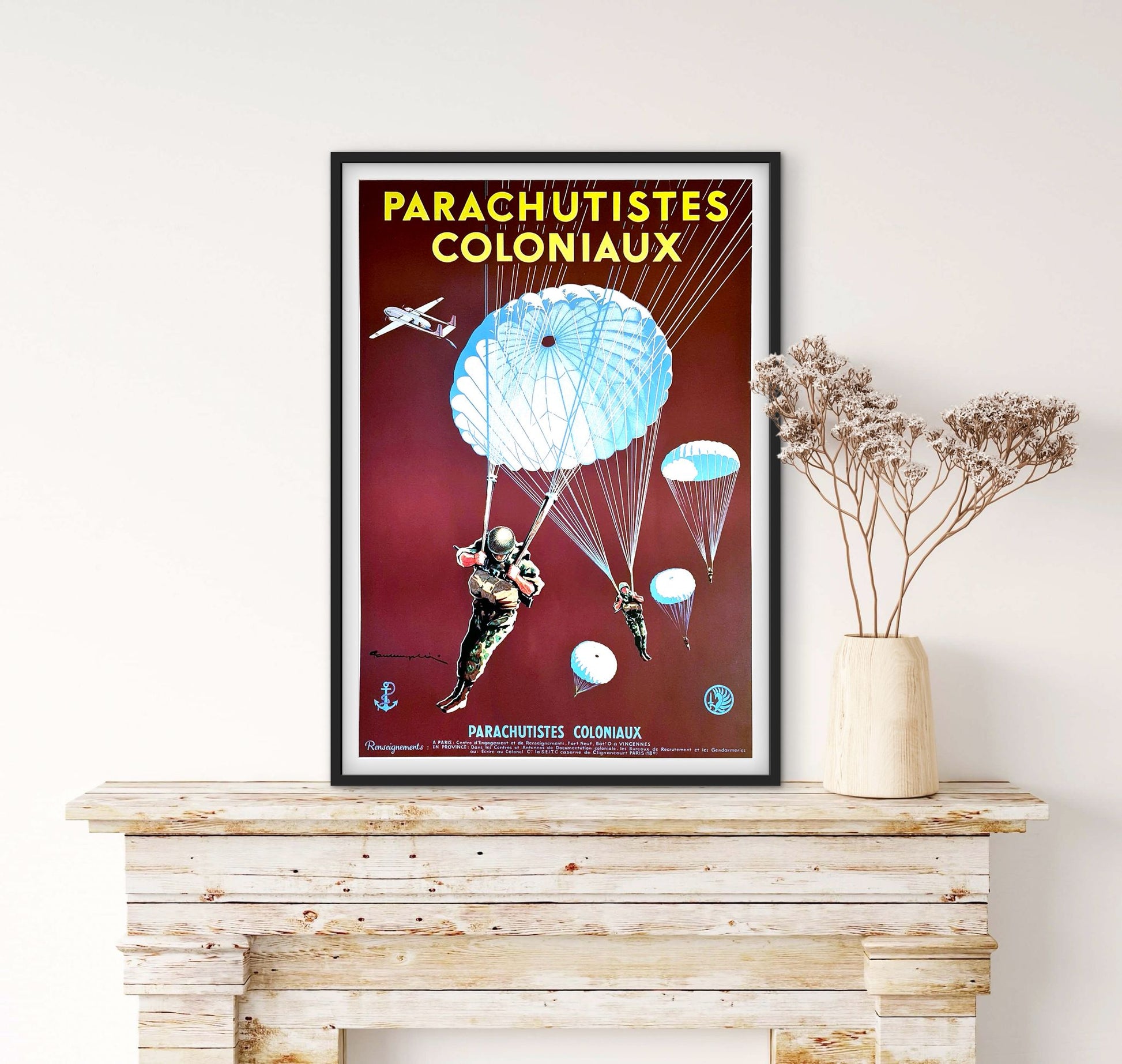 Affiche Commandos Parachutistes coloniaux affichevintagefrance