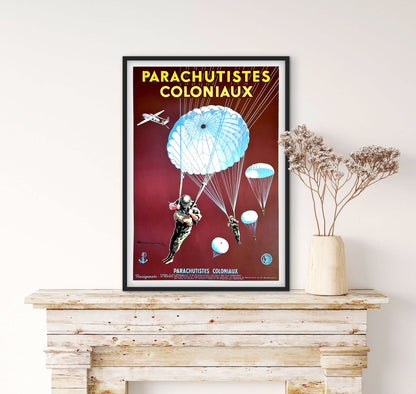 Affiche Commandos Parachutistes coloniaux affichevintagefrance
