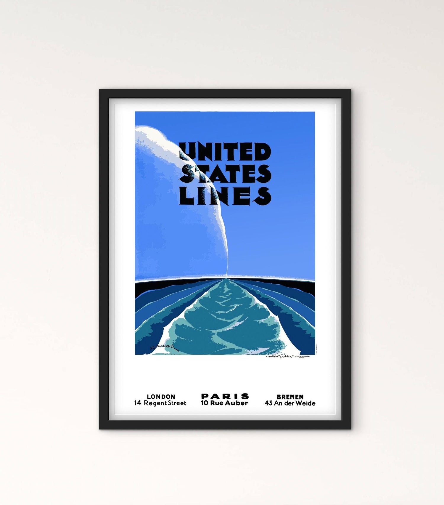 Affiche United State Lines compagnie transport maritime affichevintagefrance