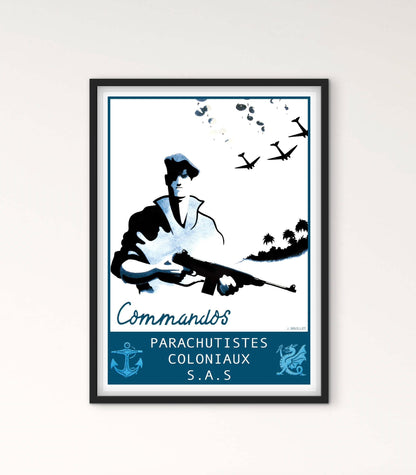Affiche Commandos Parachutistes coloniaux affichevintagefrance
