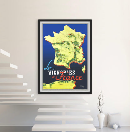 Affiche Carte vignobles de France