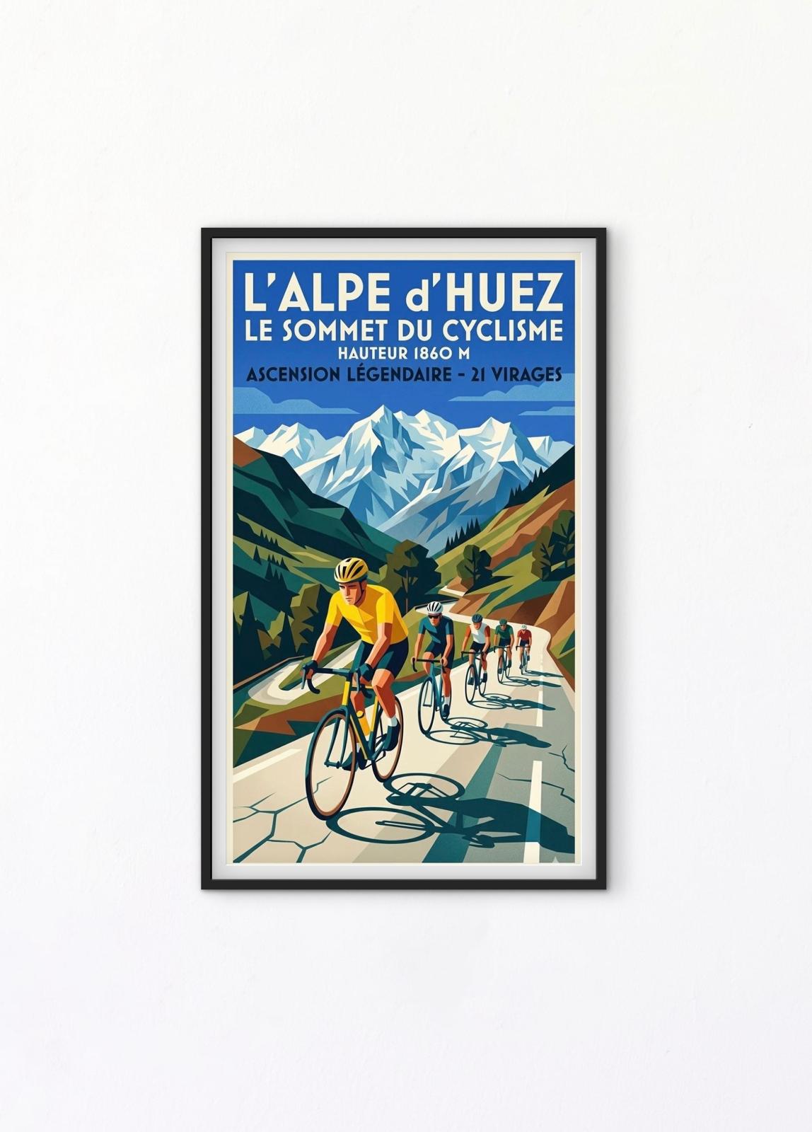 Affiche Alpe d'Huez sommet du cyclisme vélo affichevintagefrance