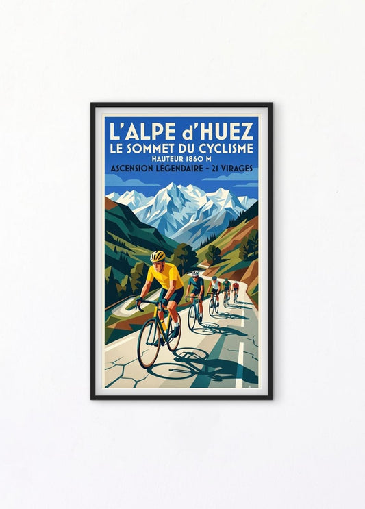 Affiche Alpe d'Huez sommet du cyclisme vélo affichevintagefrance