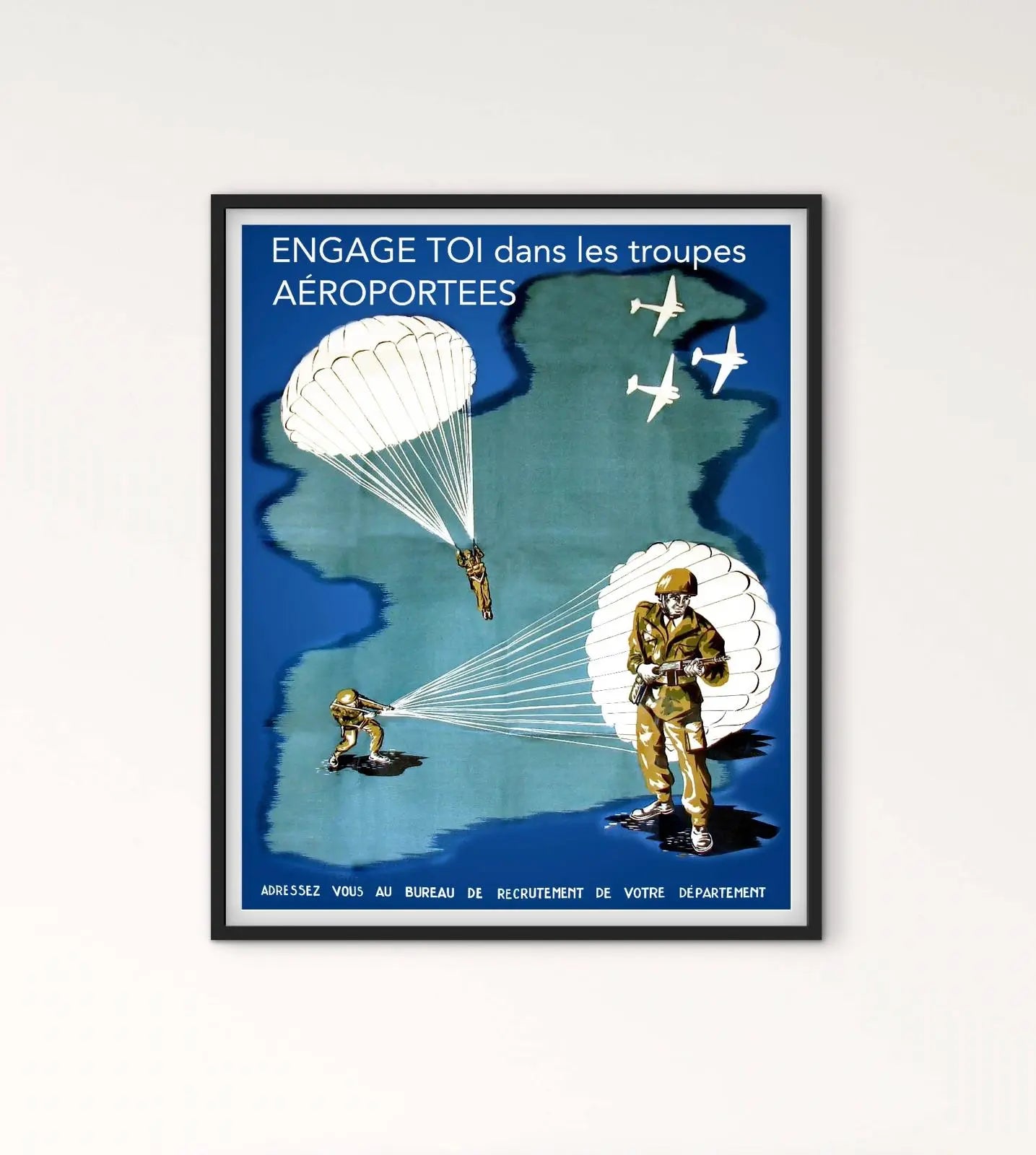 Affiche Troupes aéroportées parachutistes affichevintagefrance
