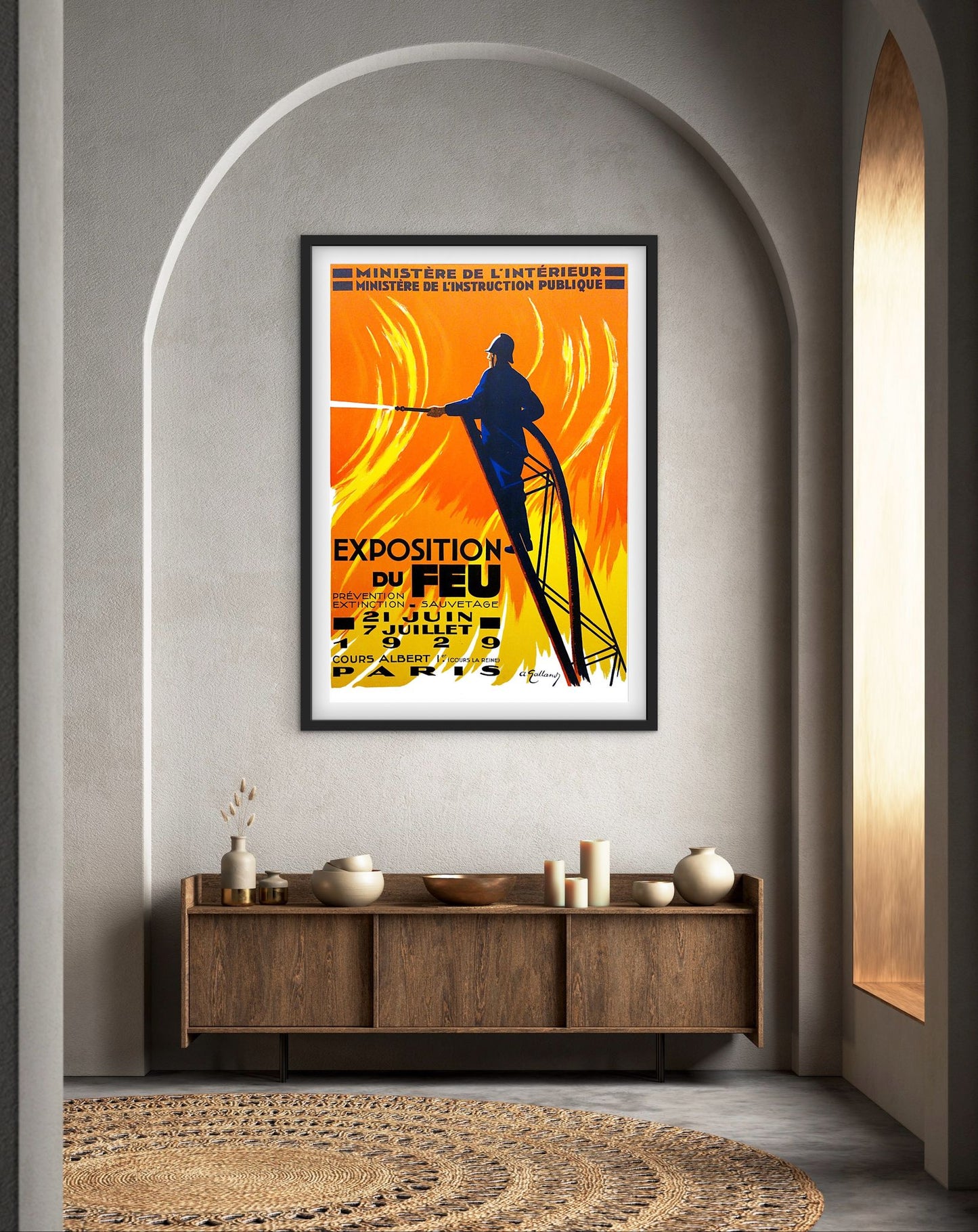 Affiche exposition du feu pompier Paris 1929