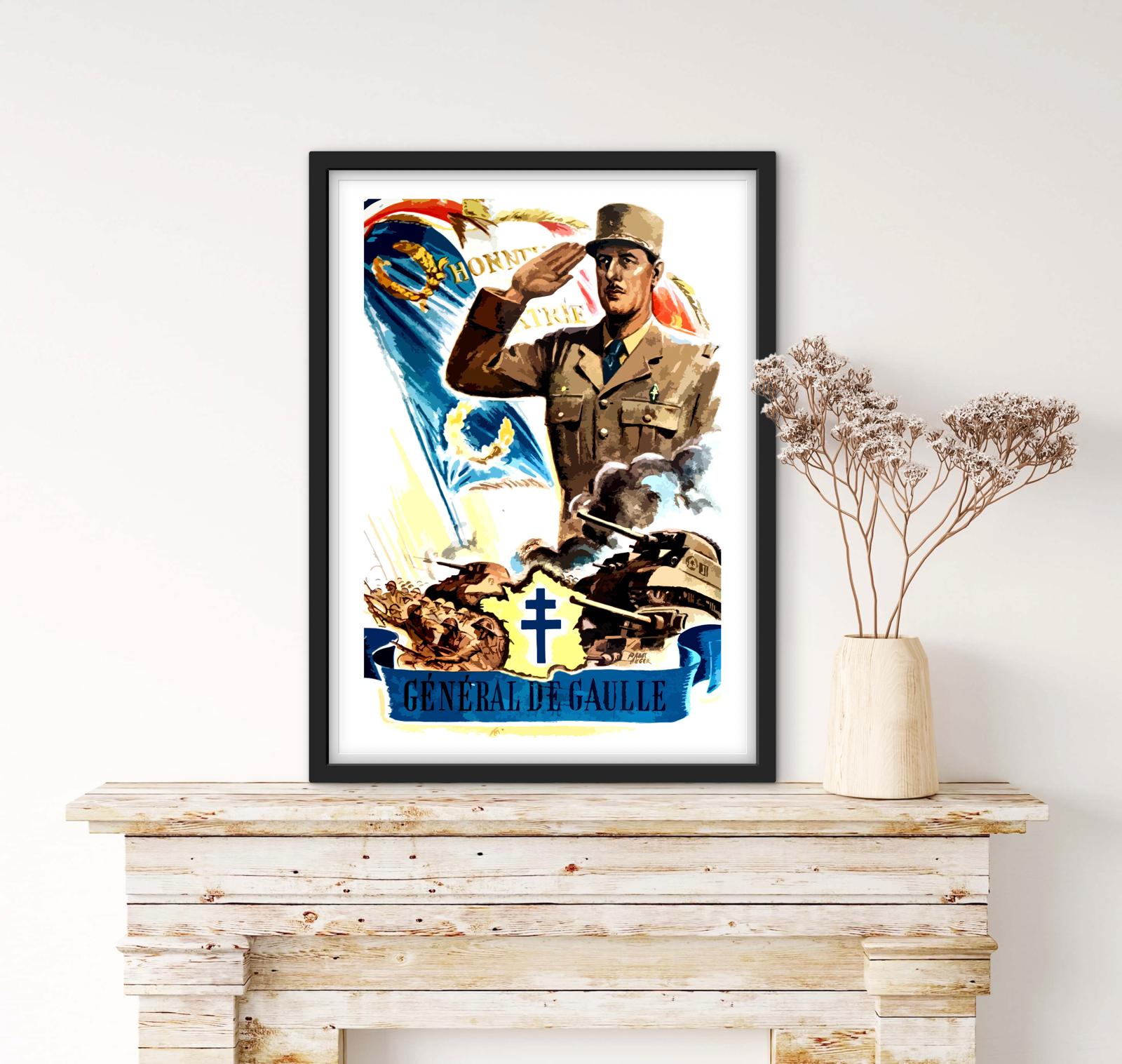 Affiche Général Charles de Gaulle affichevintagefrance