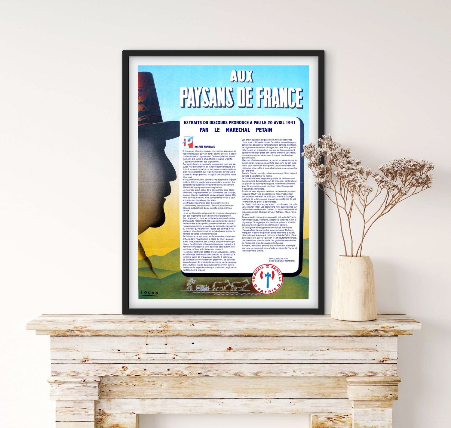 Affiche Aux paysans de France Maréchal Petain 1941 affichevintagefrance