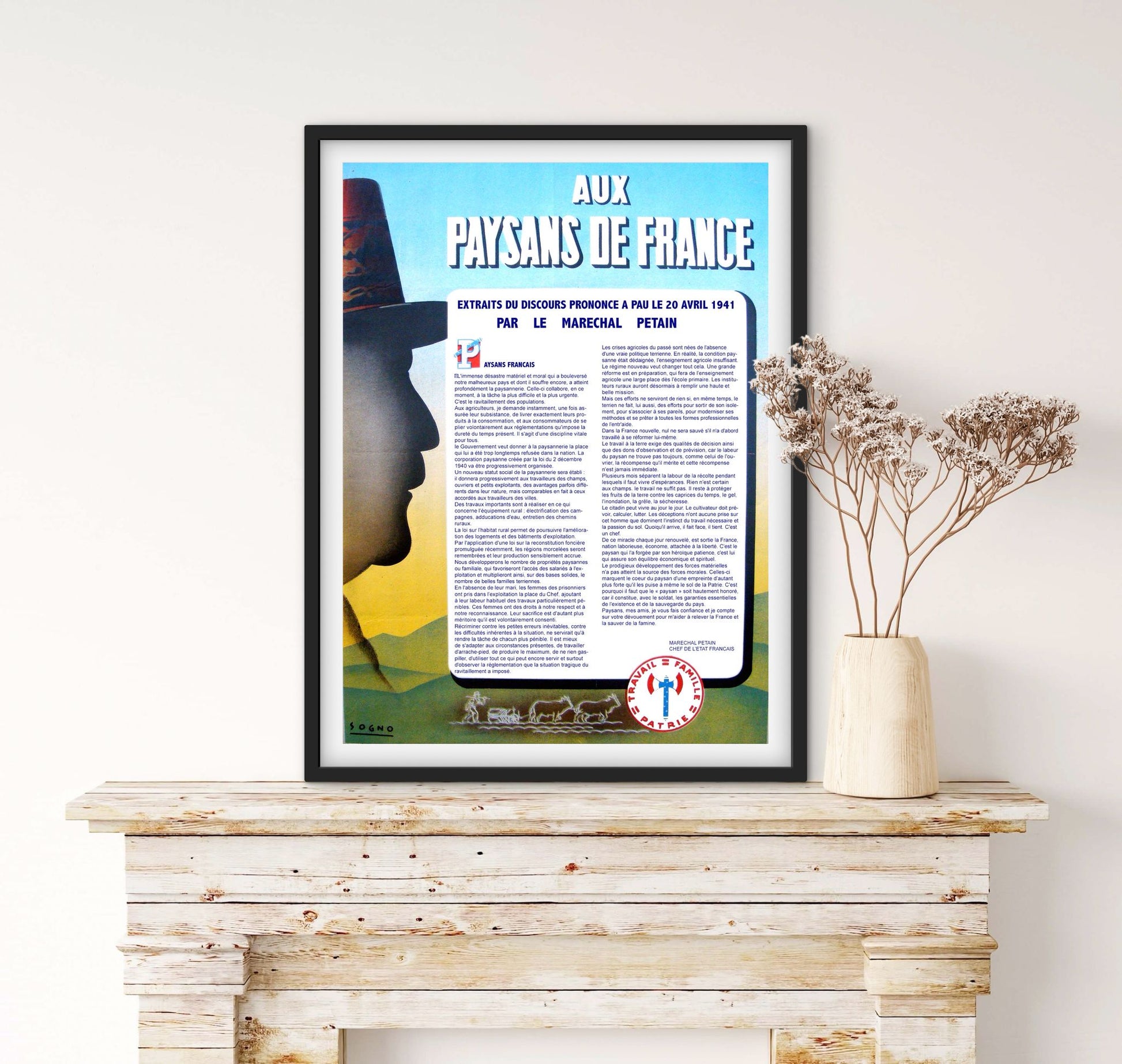 Affiche Aux paysans de France Maréchal Petain 1941 affichevintagefrance