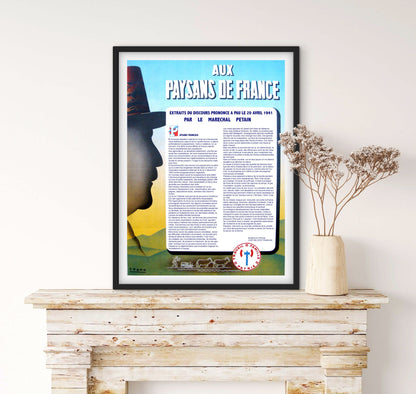 Affiche Aux paysans de France Maréchal Petain 1941 affichevintagefrance