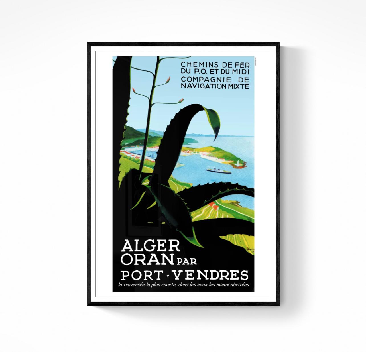 Affiche Alger Oran Port Vendres compagnie navigation mixte