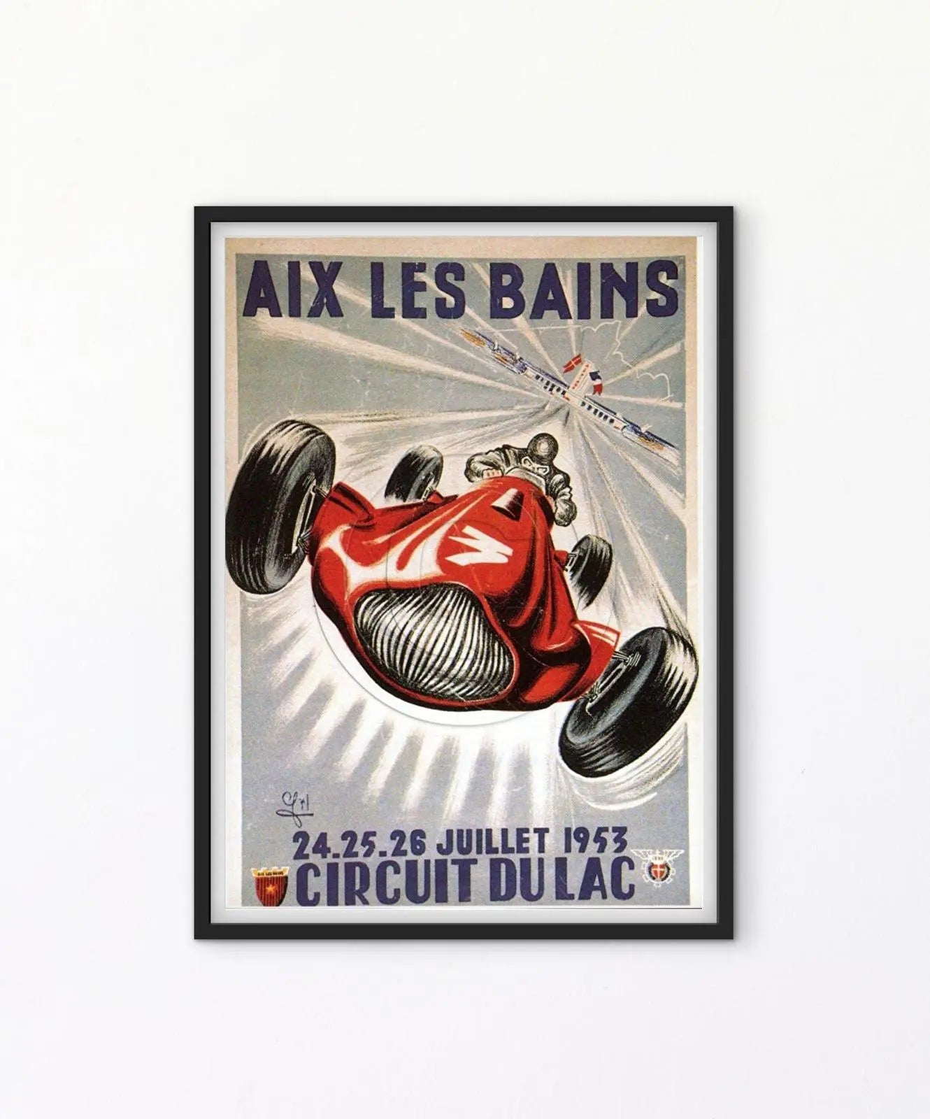 Affiche Aix les Bains circuit du lac 1953 Grand Prix GP automobile affichevintagefrance