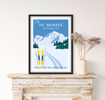 Affiche Ski Suisse Saint Moritz affichevintagefrance