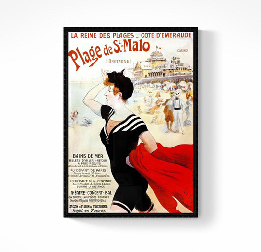 Affiche plage Saint Malo Bretagne