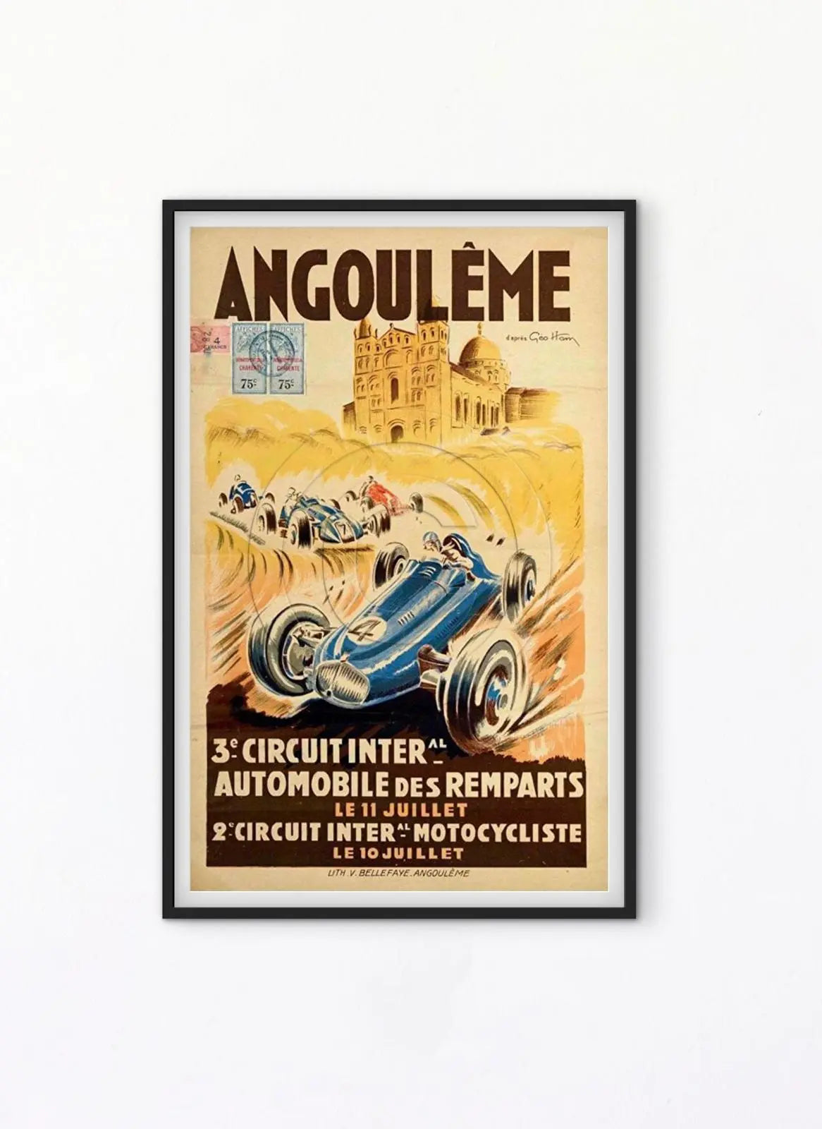 Affiche Angoulême circuit Grand Prix GP automobile motocycliste affichevintagefrance