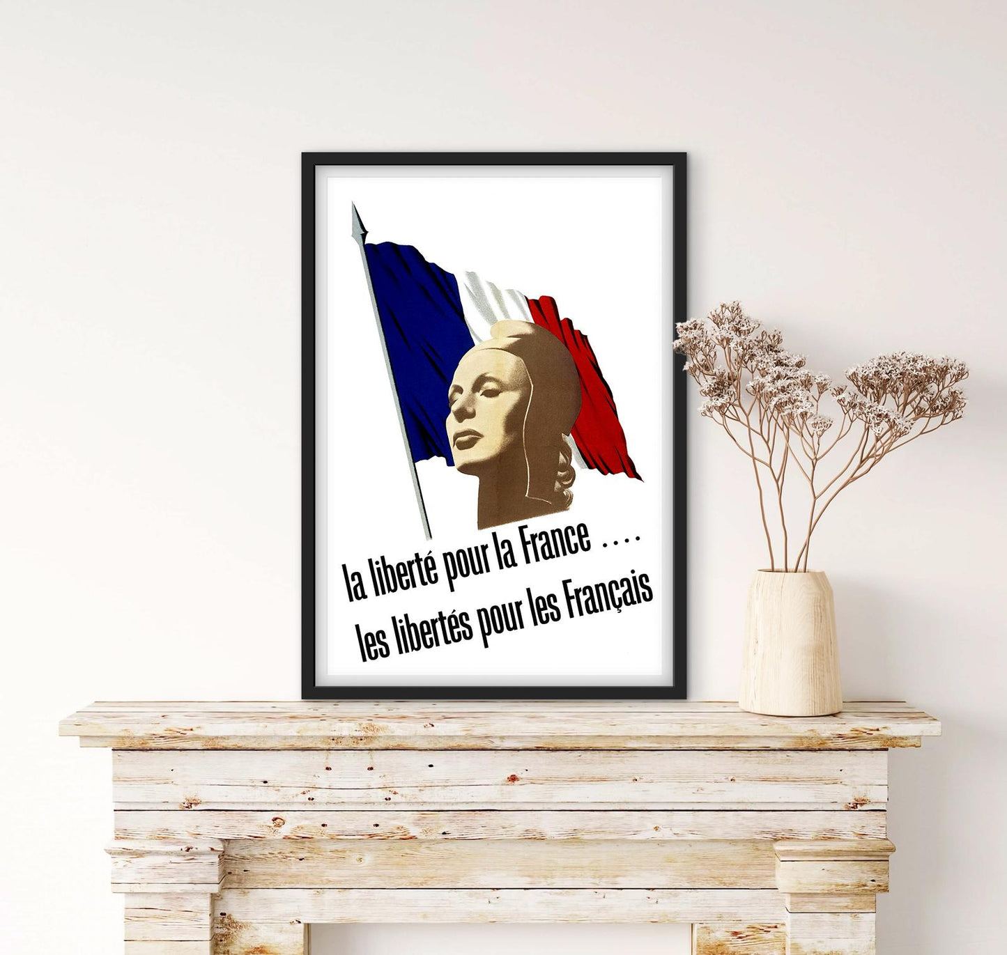 Affiche Marianne drapeau Liberté pour la France affichevintagefrance