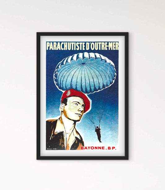 Affiche militaire parachutiste outre mer Bayonne 1er RPIMA affichevintagefrance