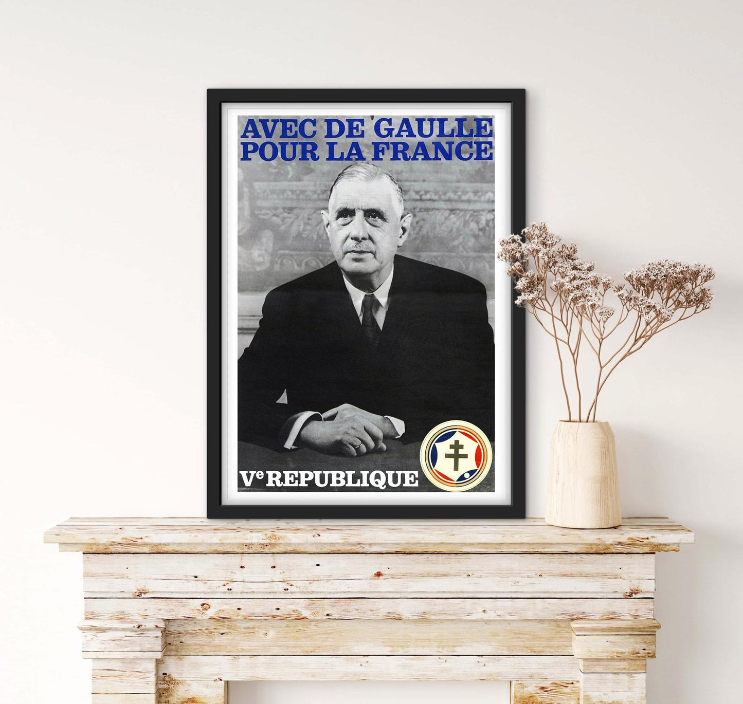Affiche Général Charles de Gaulle 5e république affichevintagefrance