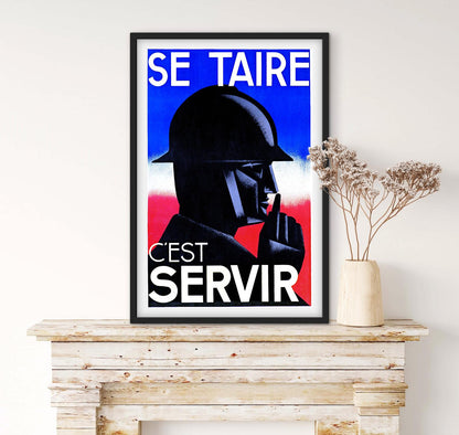 Affiche militaire armée se taire c'est servir affichevintagefrance