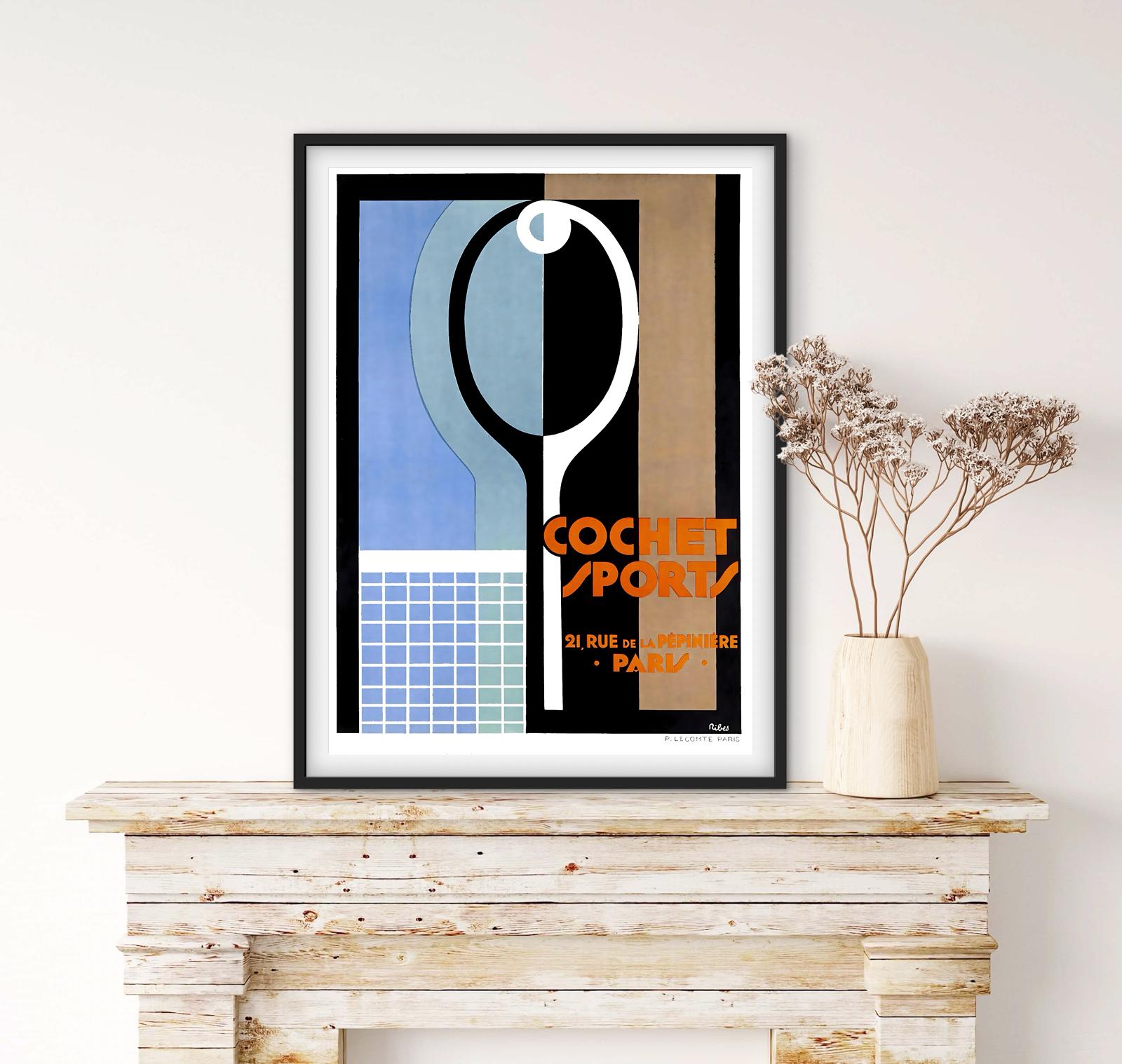 Affiche Tennis Cochets Sports affichevintagefrance