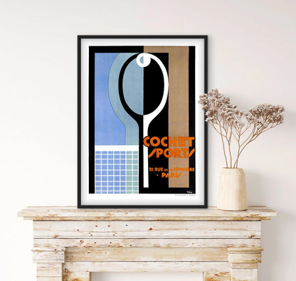 Affiche Tennis Cochets Sports affichevintagefrance