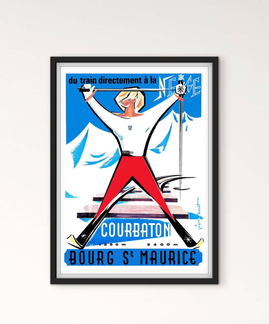 Affiche Bourg saint Maurice Courbaton Alpes station ski affichevintagefrance