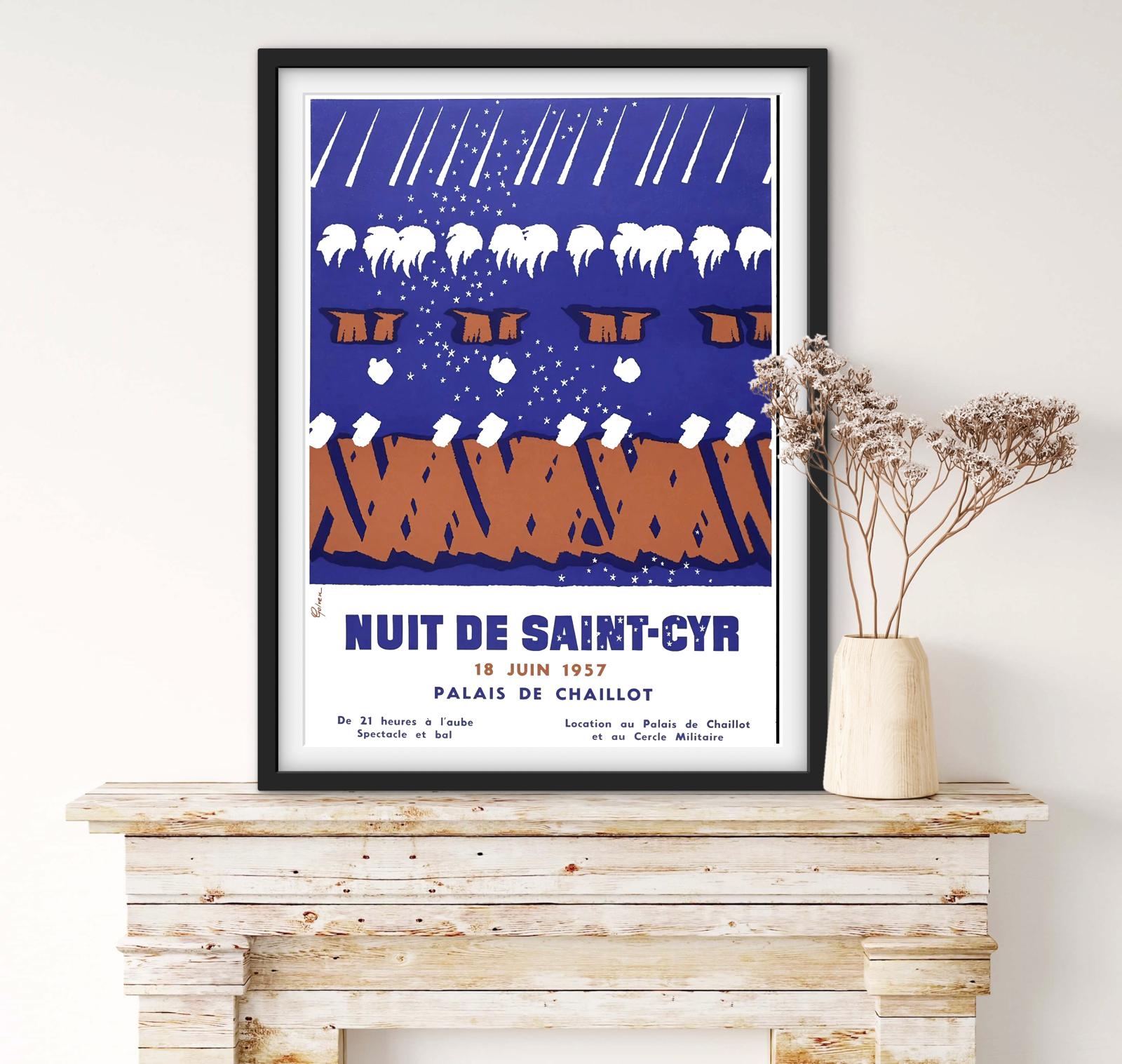 Affiche militaire nuit de saint Cyr palais de Chaillot 1957 Paris affichevintagefrance