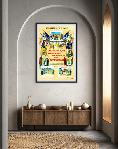 Affiche recrutement militaire armée engagez vous troupes Coloniales