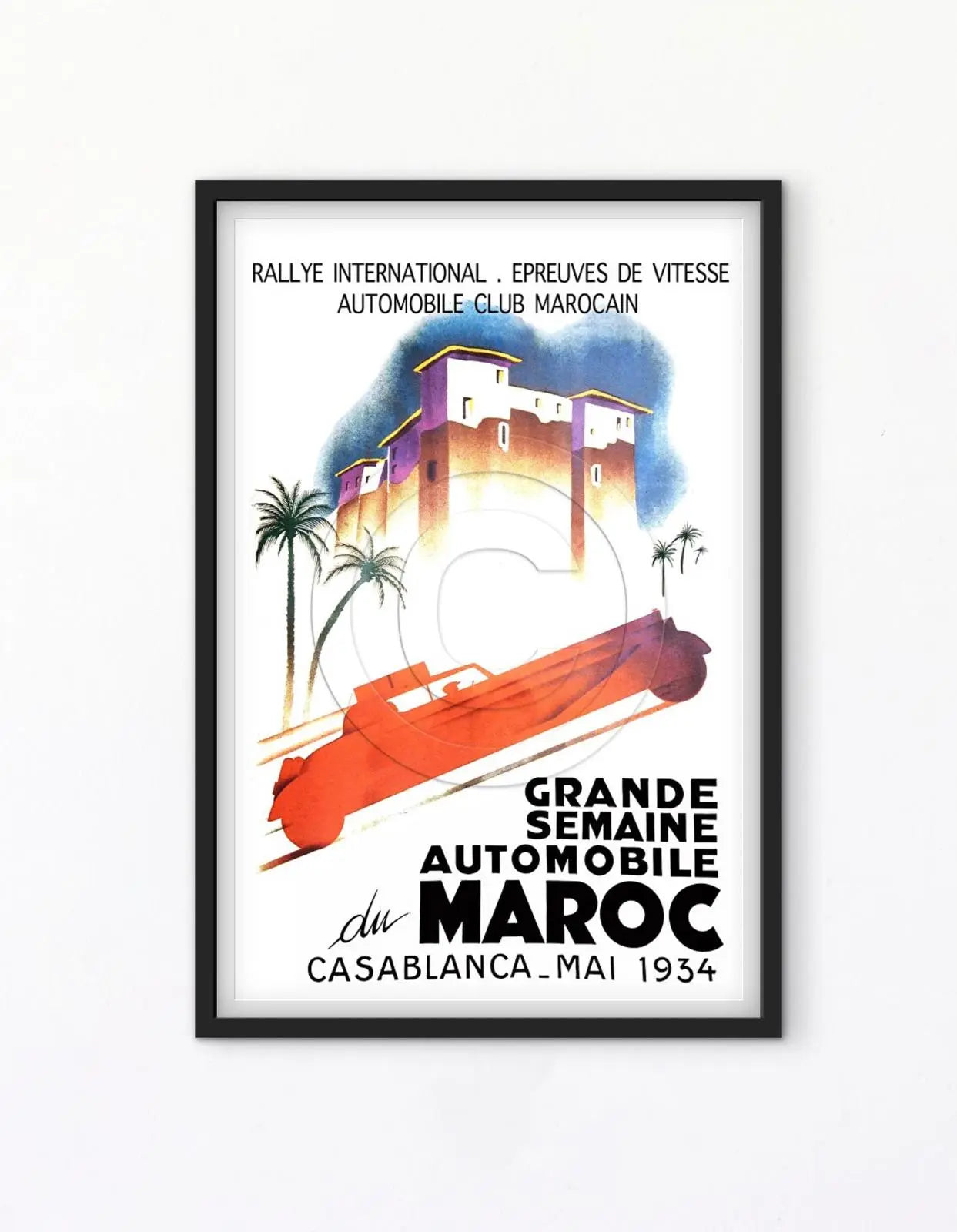 Affiche grande semaine automobile du Maroc Casablanca 1934 affichevintagefrance