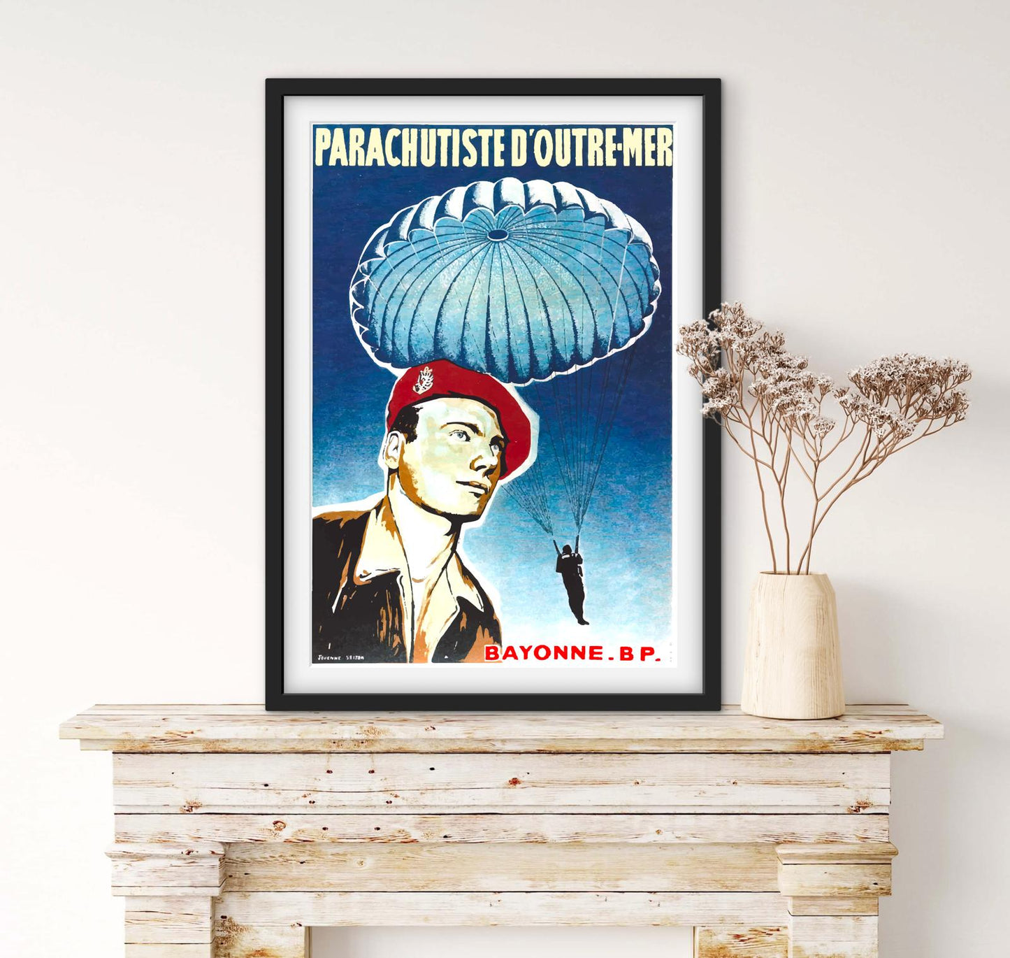 Affiche militaire parachutiste outre mer Bayonne 1er RPIMA affichevintagefrance