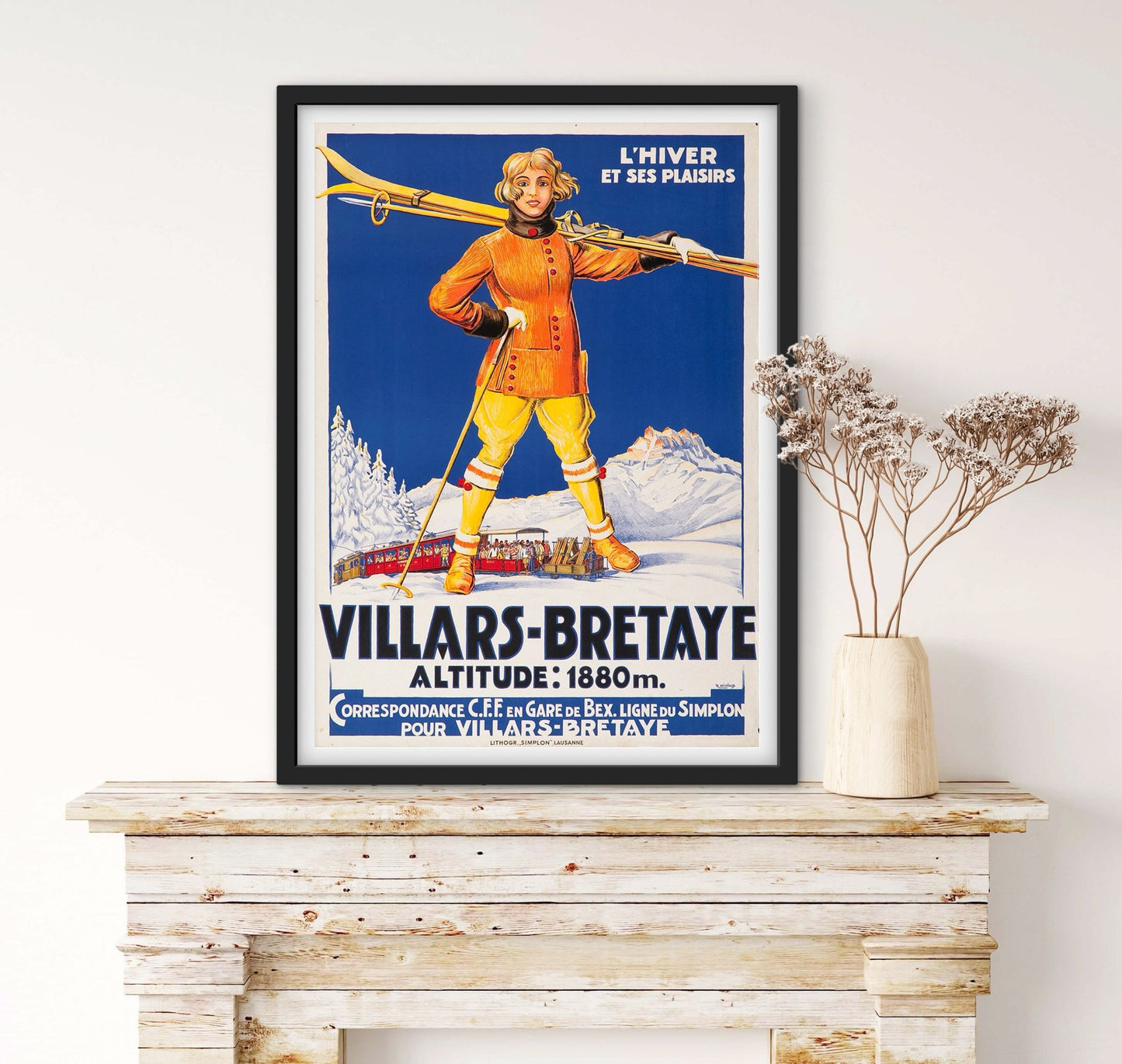 Affiche Ski Suisse Villars Bretaye Ollon affichevintagefrance