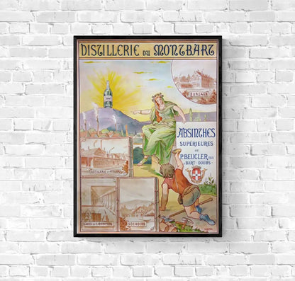 Affiche Absinthe Montbartine distillerie Beucler montbart affichevintagefrance