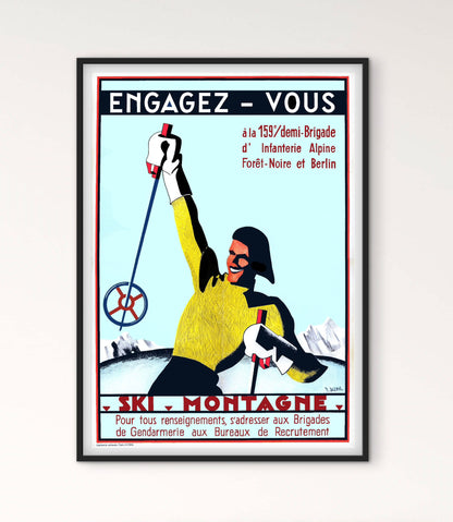 Affiche ski montagne engagez vous brigade d'infanterie alpine