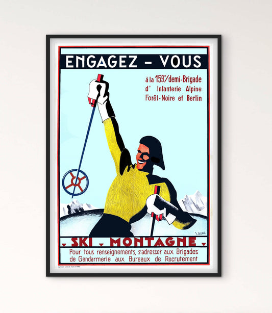 Affiche ski montagne engagez vous brigade d'infanterie alpine