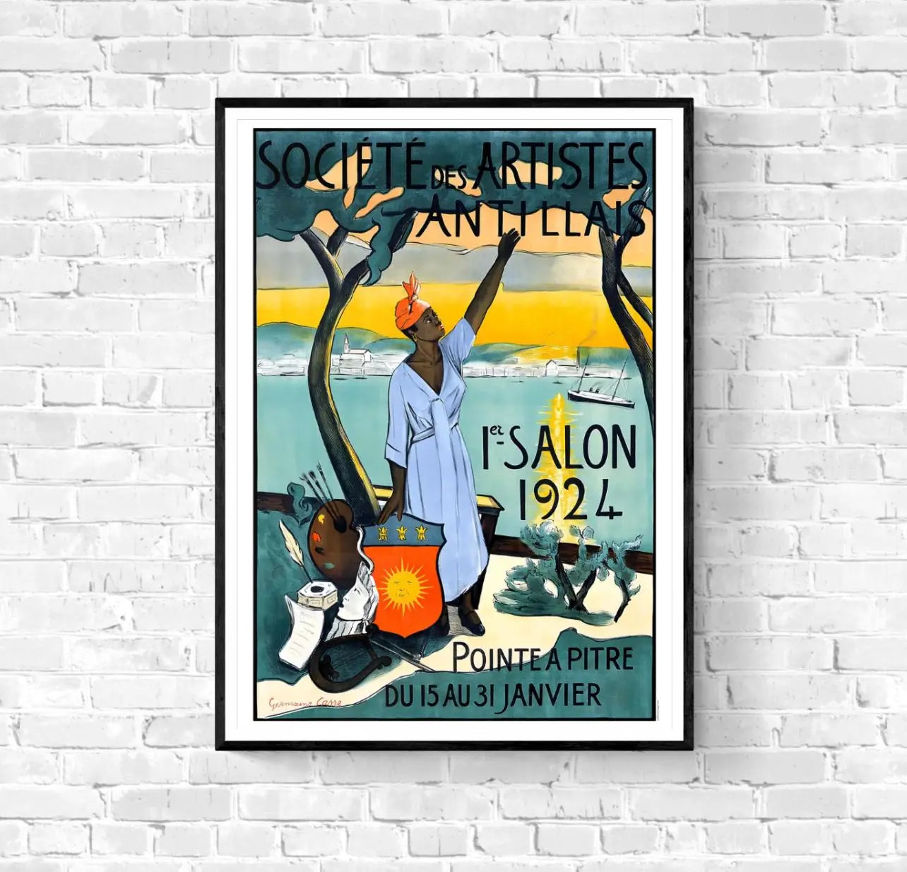 Affiche Guadeloupe salon 1924 Antilles Pointe à Pitre affichevintagefrance