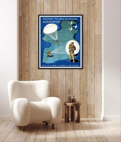 Affiche Troupes aéroportées parachutistes affichevintagefrance