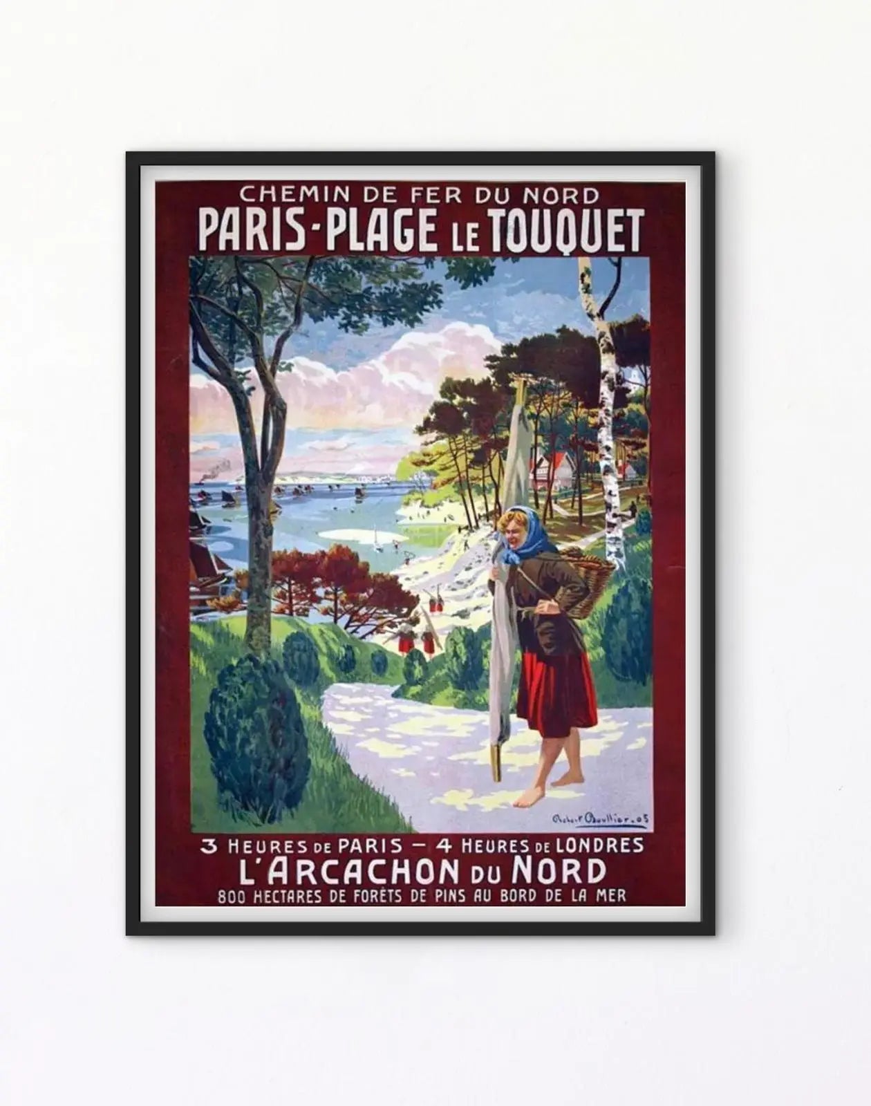 Affiche Paris plage Le Touquet Arcachon du Nord vintage affichevintagefrance