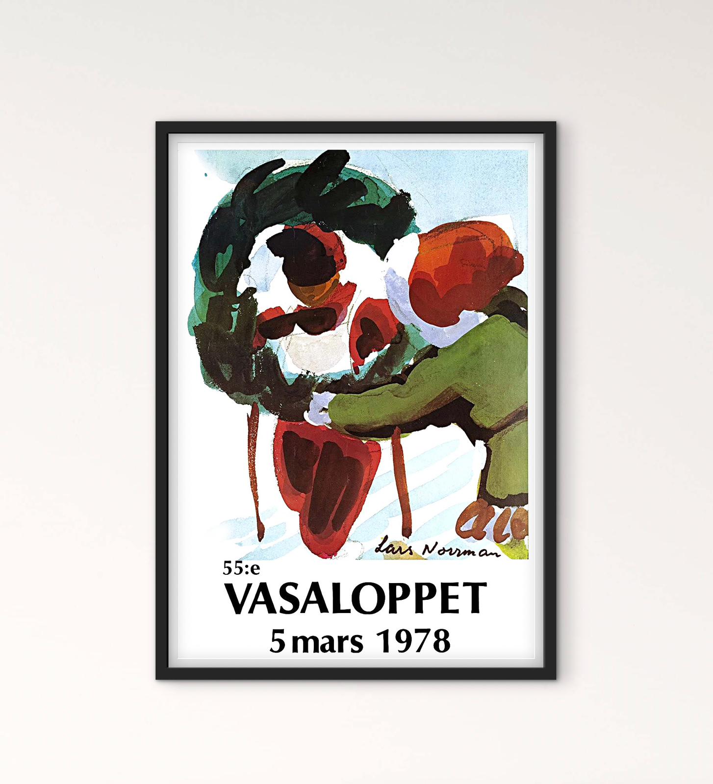 Affiche Vasaloppet 1978 peinture course Ski Suède affichevintagefrance