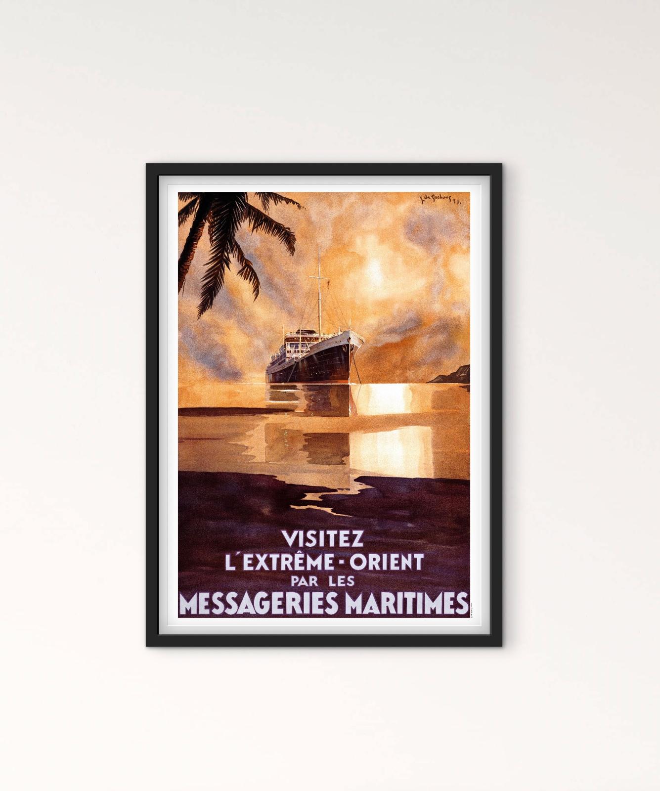 Affiche extrême Orient messageries maritimes CGT