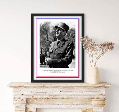 Affiche Général Charles de Gaulle reconstruction affichevintagefrance