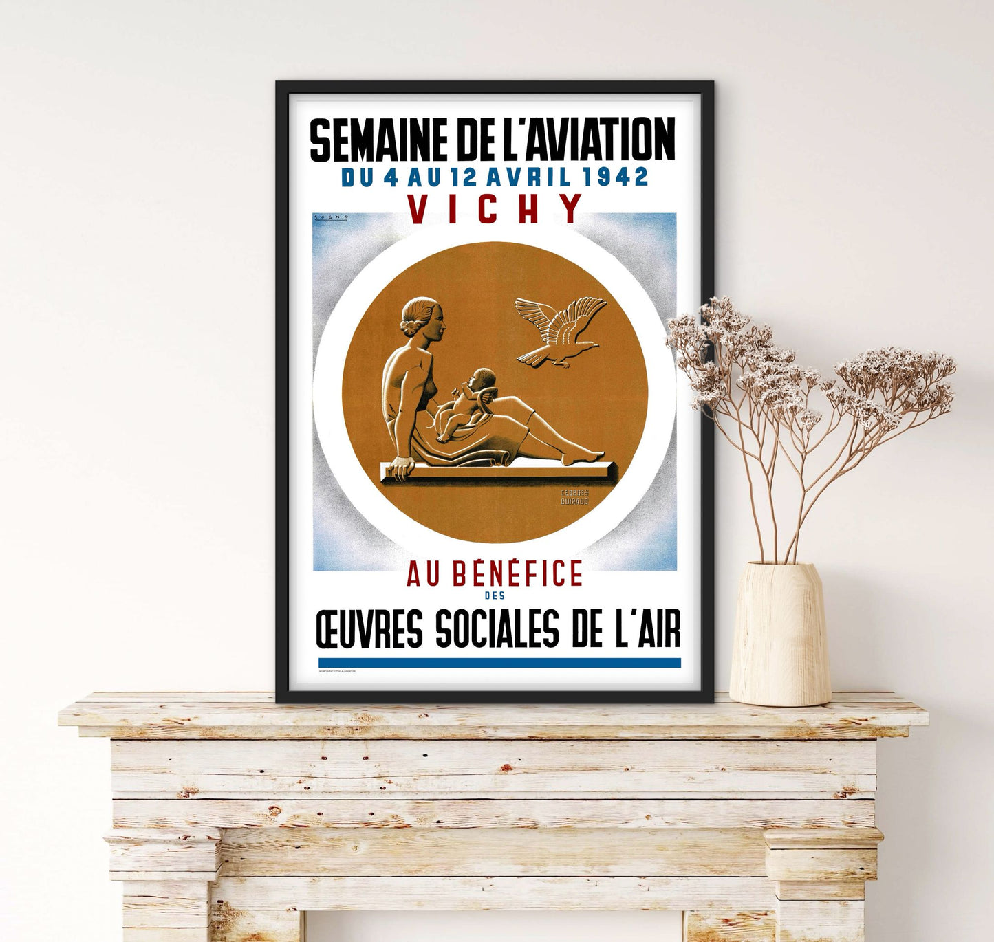 affiche semaine de l'aviation Vichy 1942 œuvres sociales de l'air affichevintagefrance